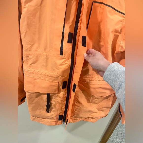 Lands' End Men’s Waterproof Hooded Rain Jacket Shell - Orange - Small - Picture 2 of 13